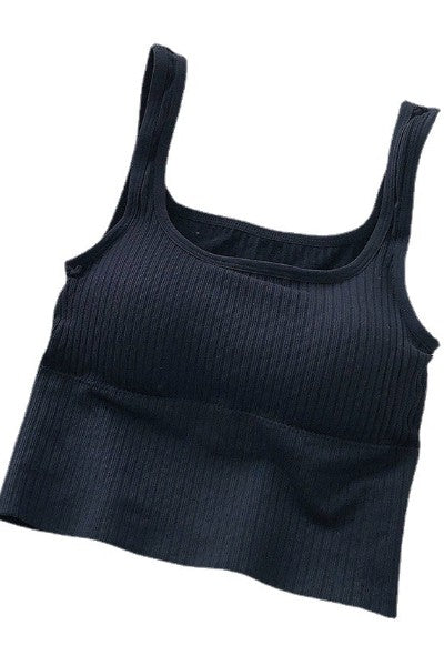 Rib knit square neck tank