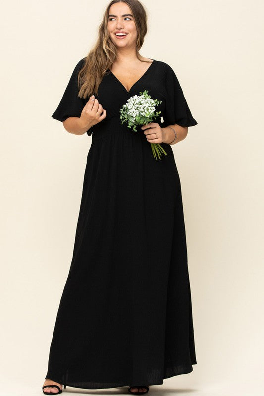 Curvy solid wrap maxi dress