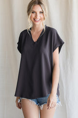 Basic raw hem dressy top