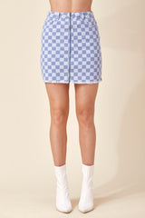 Denim Checkered Skirt