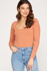 Cinnamon square neck bodysiut