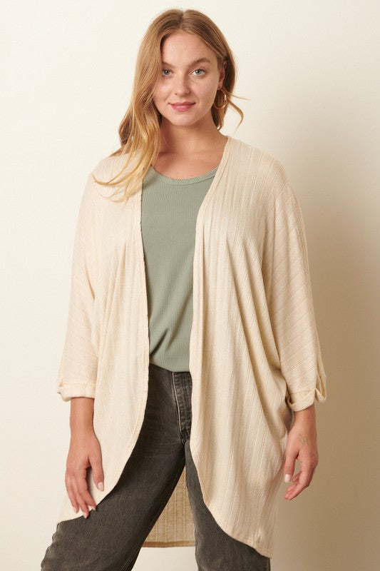Curvy Knit Kimono Cream
