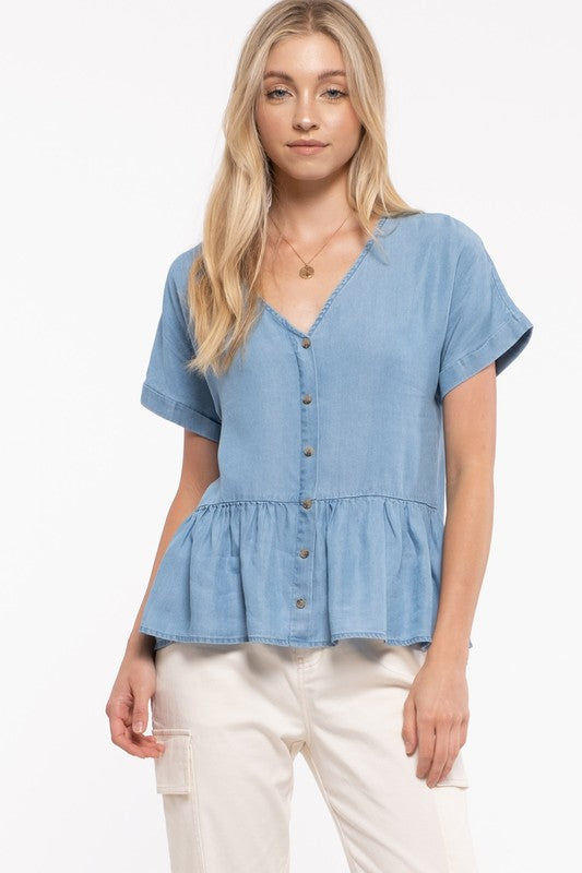 Chambray peplum top