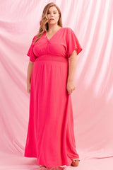 Curvy solid wrap maxi dress