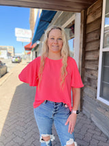Basic Flounce Sleeve Dressy Top