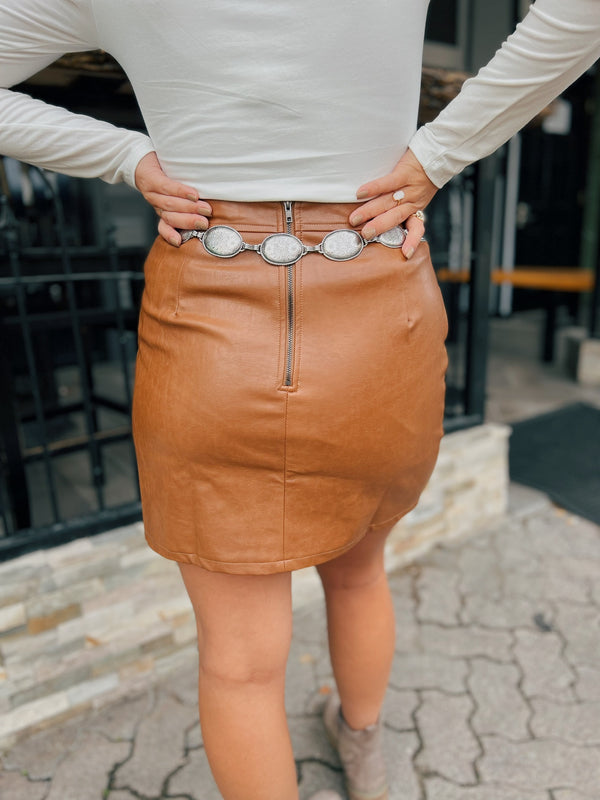 Faux leather skirt with pockets