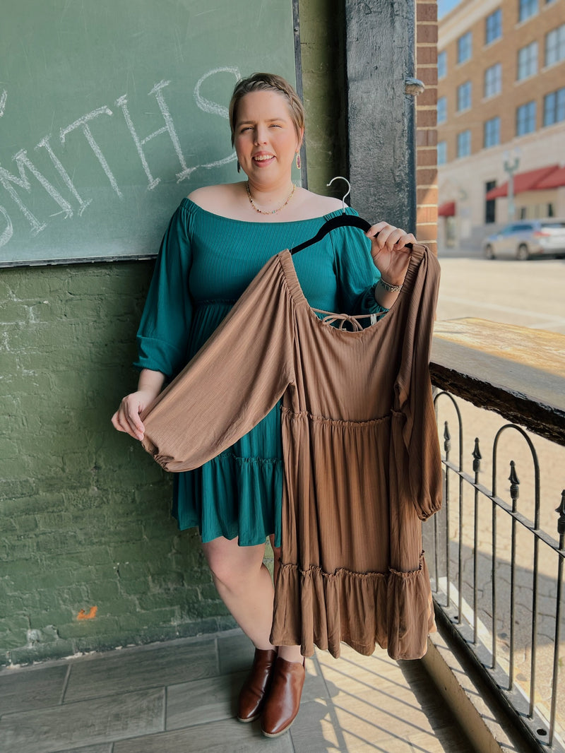 Curvy ribbed 3/4 sleeve dress