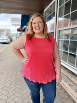 Curvy Pleated Sleeveless Top