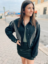 Chevron rhinestone denim jacket