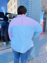 Curvy striped two tone long sleeve top