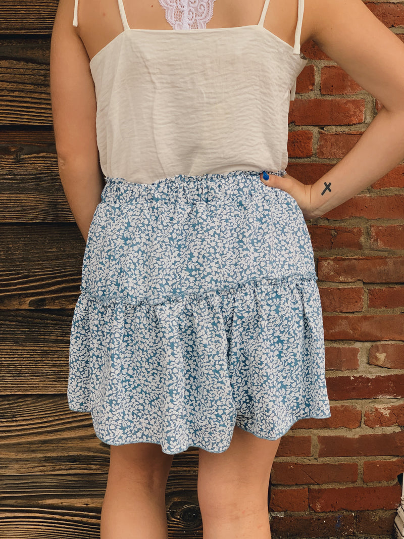 Floral ruffle shorts