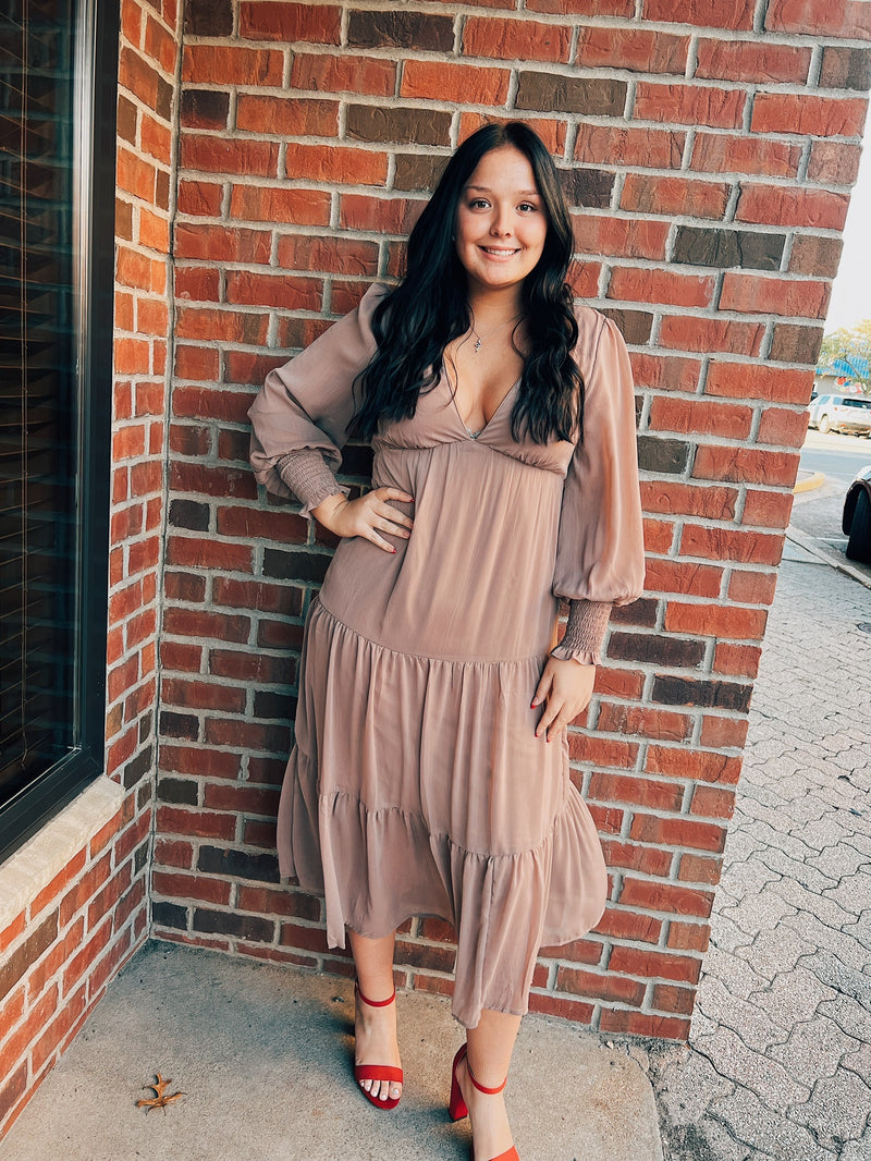 Long sleeve tiered maxi dress