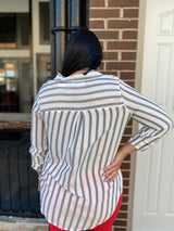Ivory Striped Button Down Top