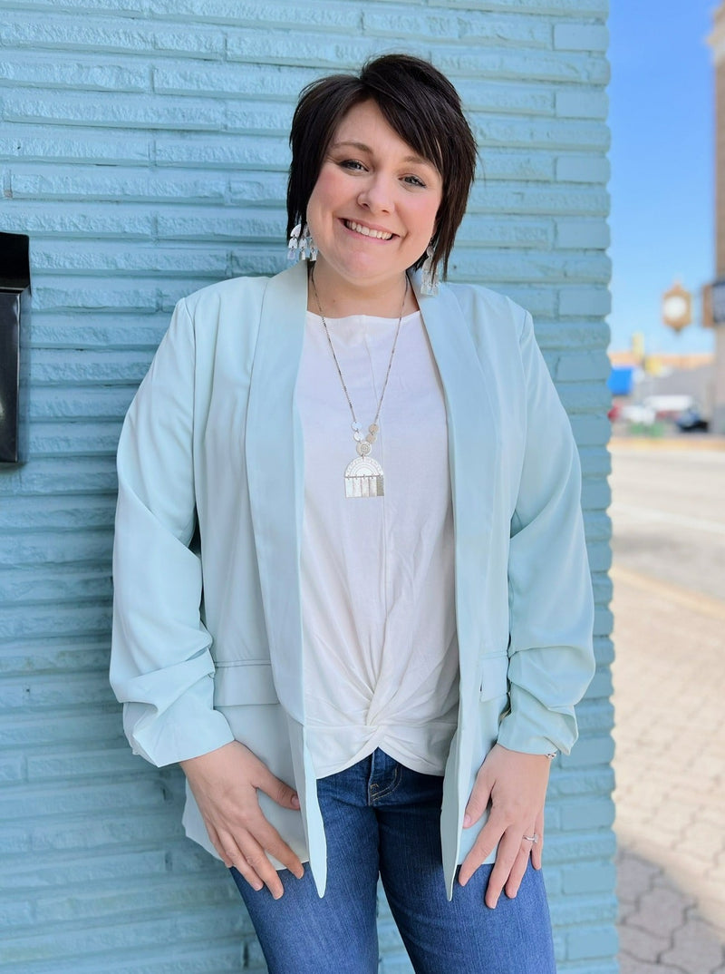 Sage Spotted Blazer With Pockets