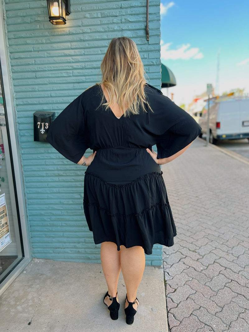Curvy dolman sleeve tiered dress
