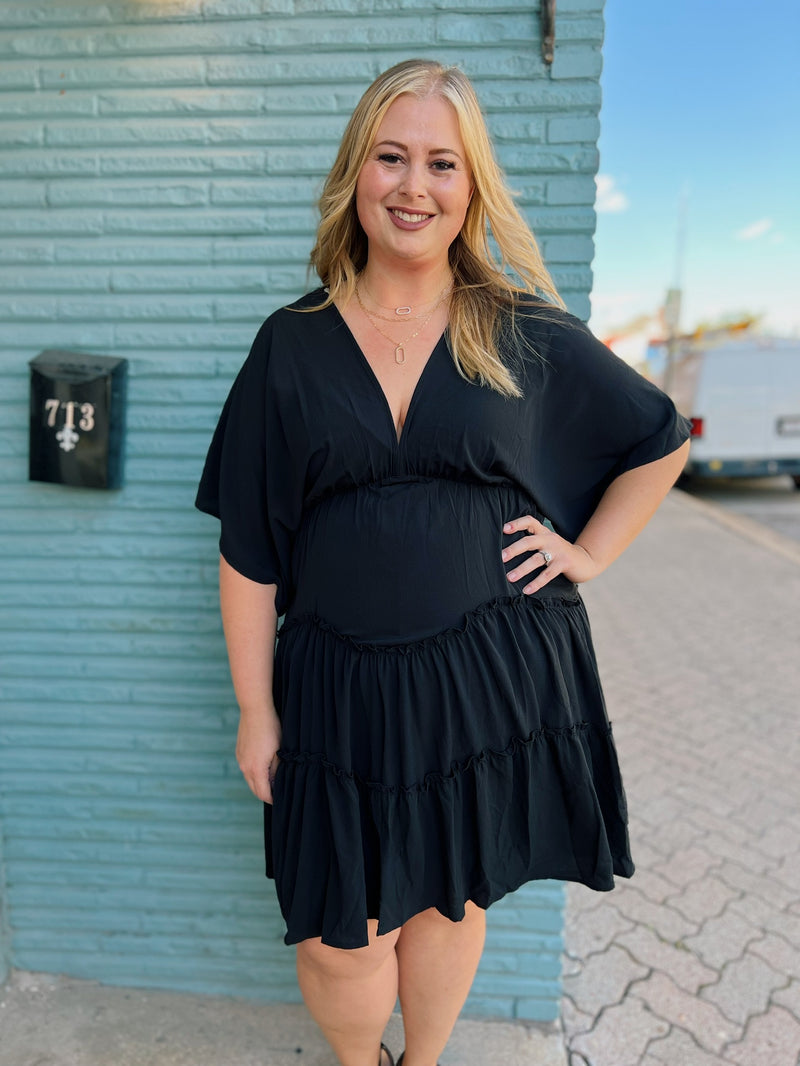 Curvy dolman sleeve tiered dress
