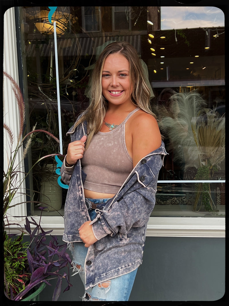 Vintage wash ribbed crop top