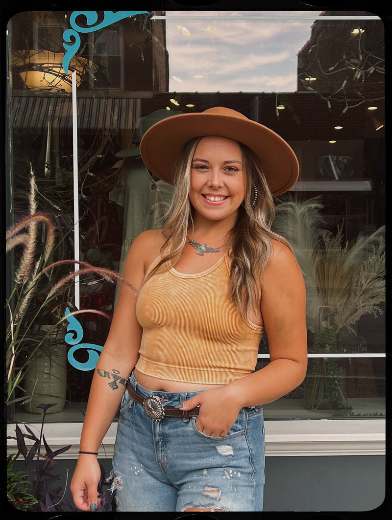 Vintage wash ribbed crop top