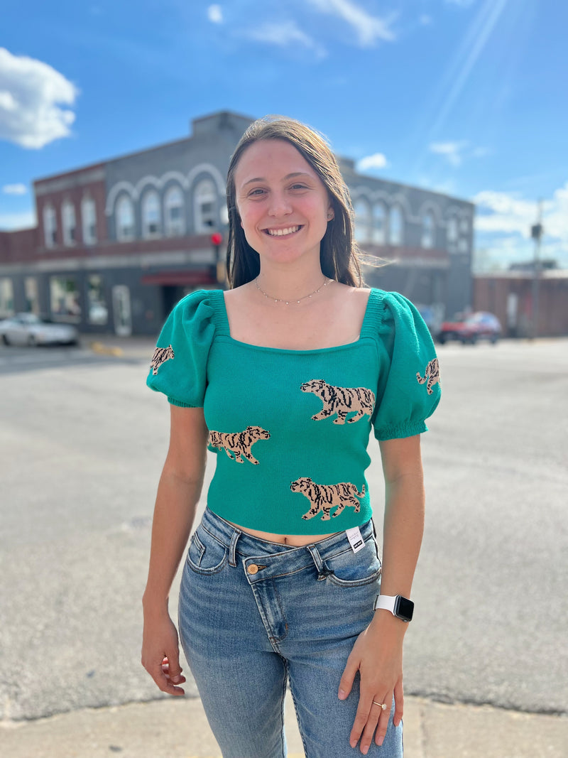 Emerald Cheetah Sweater Top