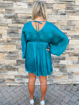 Emerald Dolman Sleeve Tie Back Dress 