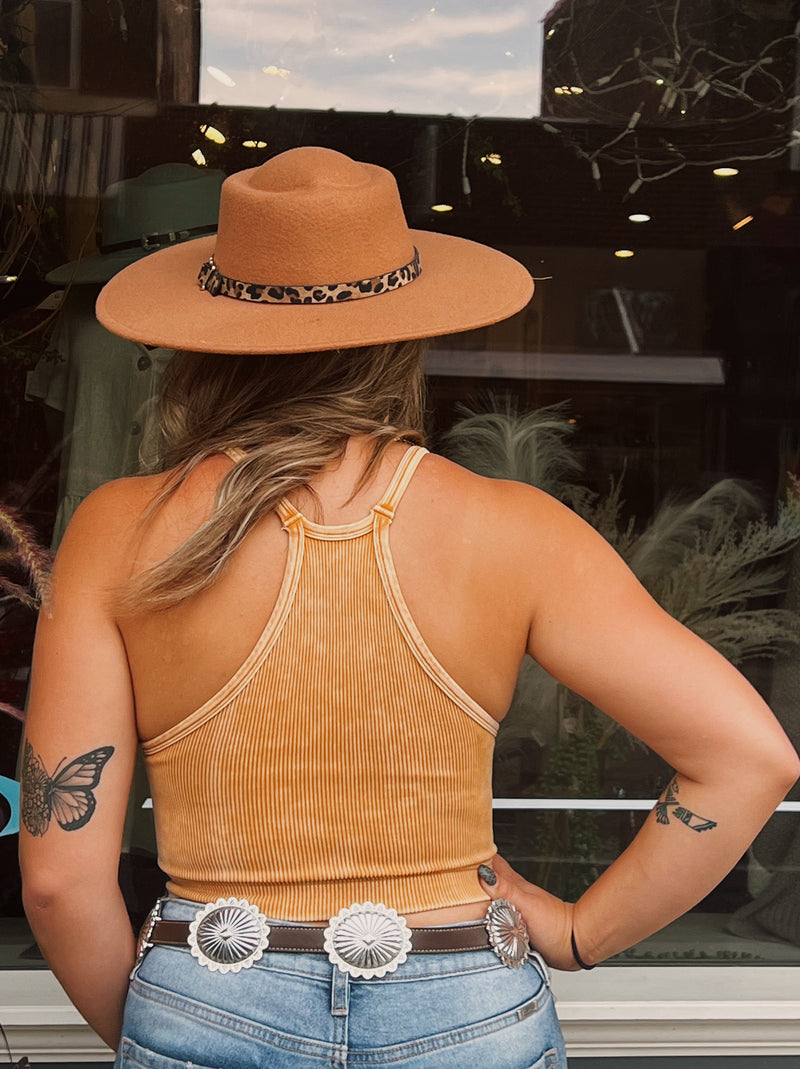 Vintage wash ribbed crop top