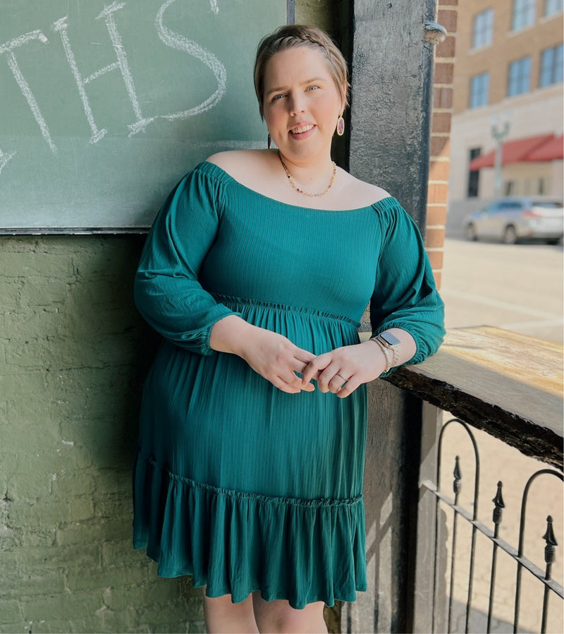 Curvy ribbed 3/4 sleeve dress