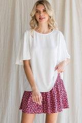 Basic Flounce Sleeve Dressy Top