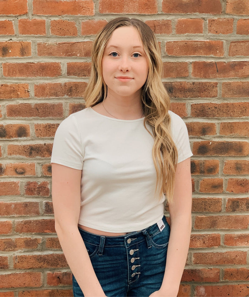 Cropped short sleeve ribbed top