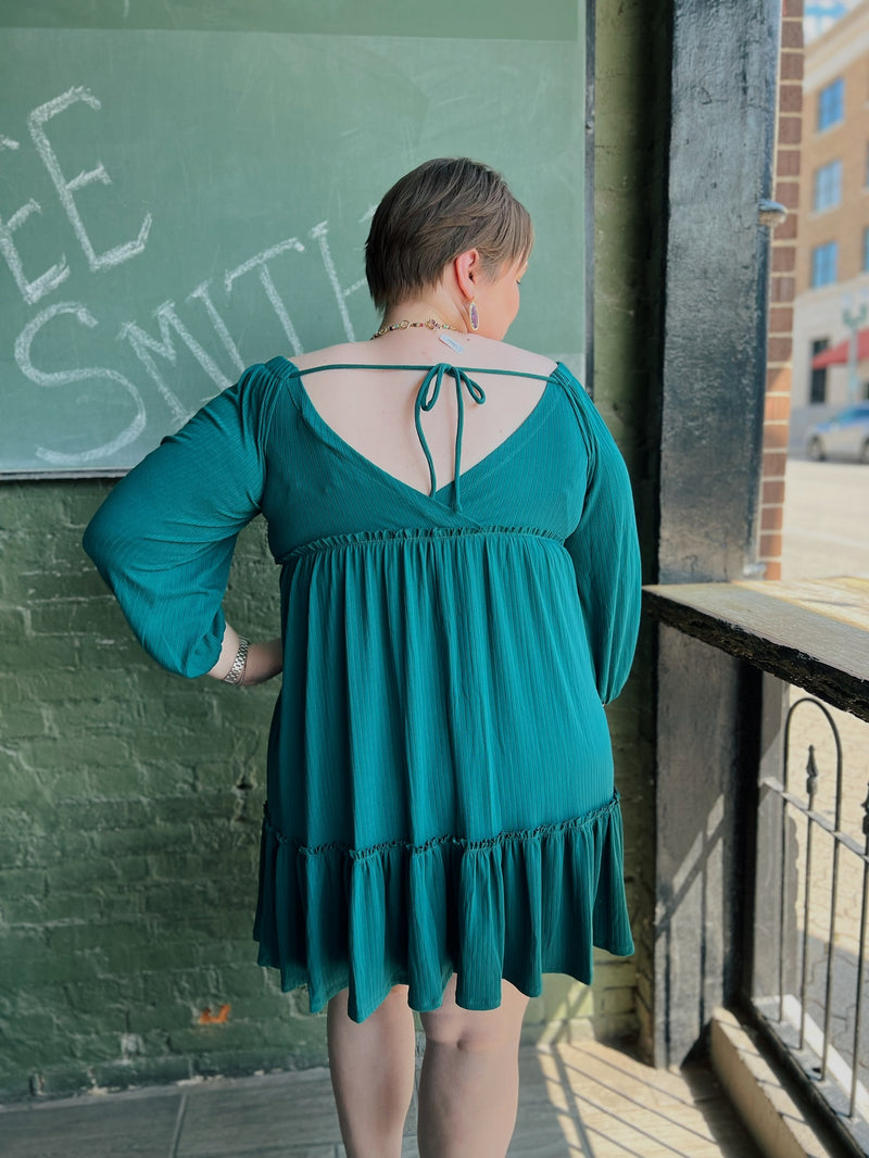 Curvy ribbed 3/4 sleeve dress
