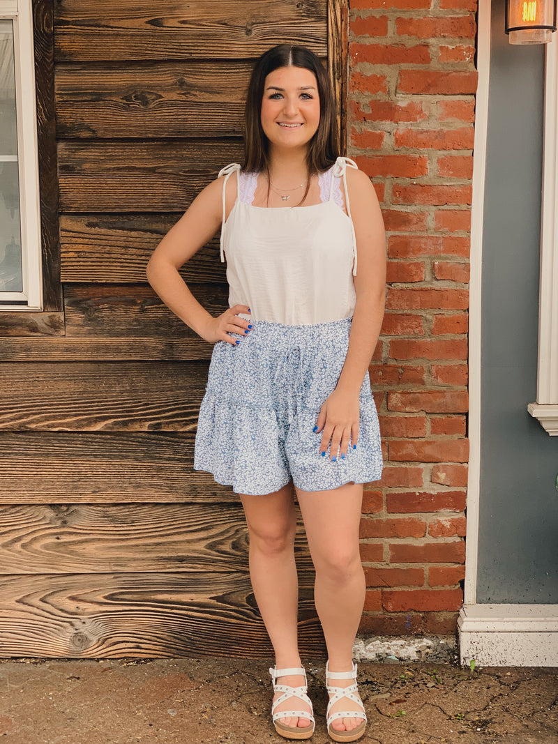 Floral ruffle shorts