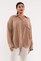 Curvy long sleeve button down top