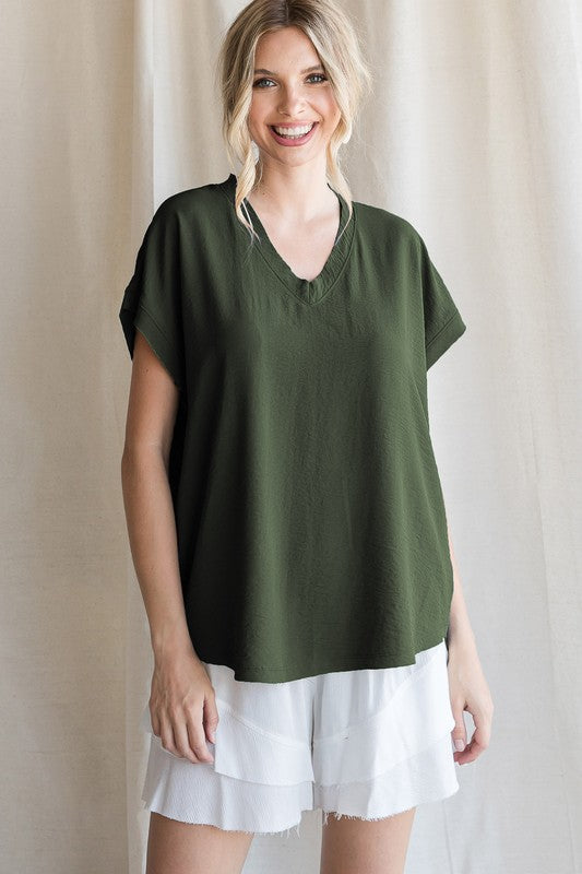 Basic raw hem dressy top