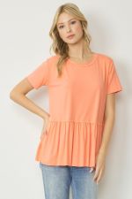 Basic peplum round neck top