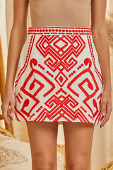Ivory skirt with pink embroidery