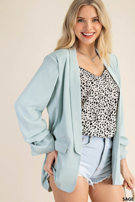 Sage Spotted Blazer With Pockets