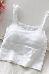 Rib knit square neck tank