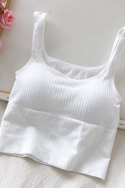 Rib knit square neck tank