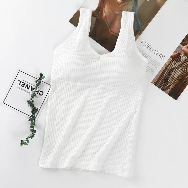 Ribbed v-neck support tank top