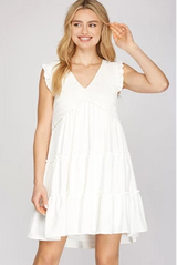 Smocked Cap Sleeve Tiered Dress