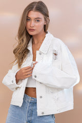 Sparkling studded distressed jacket
