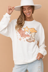 White yee haw studded sweatshirt